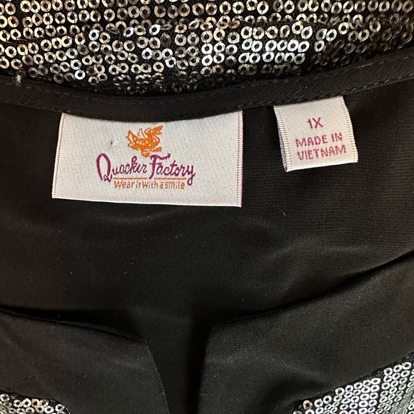 Quacker Factory Sequin Sparkle Long Sleeve Holiday Top Size 1X #1516 - Picture 8 of 9